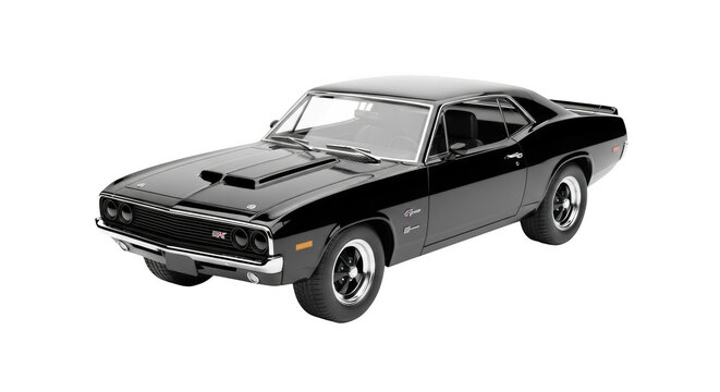 Black 1970 Dodge Charger R T muscle car on black background classic car vintage car