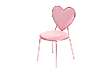 Pink heart-shaped chair with metal legs for stylish interior