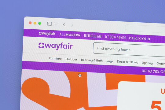 Ostersund, Sweden - Dec 10, 2025: Wayfair website. Wayfair Inc. is an American e-commerce company based in Boston, Massachusetts that sells furniture and home goods online.