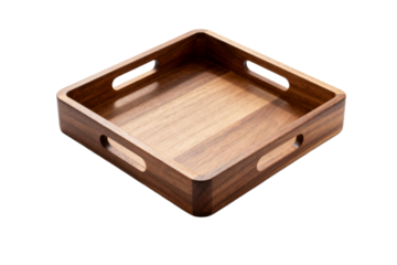 Square wooden tray with handles for serving and organizing items