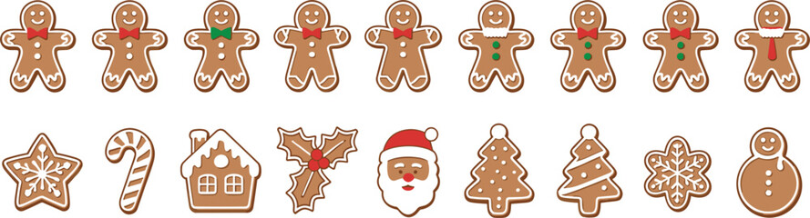 Christmas Gingerbread Cookies Collection vector illustration