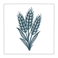 Vintage vector illustration of a wheat plant drawn in bold hand-crafted style. Ideal symbol for wheat, rye, barley, and oats themes. Perfect for bakery, farm, and organic branding. Part of set.