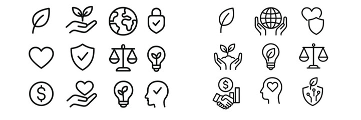 Corporate social responsibility and sustainable business ethics concepts and symbols