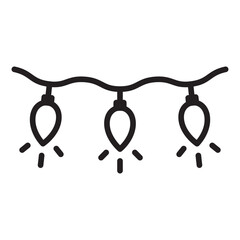 Christmas lights line icon. Holiday string bulbs. Festive glowing decor.