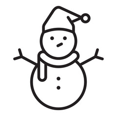 Snowman line icon. Winter character figure. Holiday cold weather symbol.