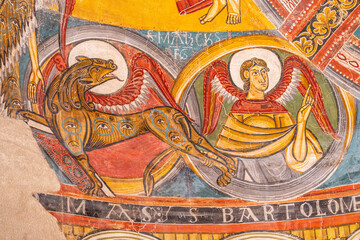 Tetramorphs (a lion), central apse ofSant Climent de Ta&uuml;ll, MNAC, Barcelona, ​​Catalonia, Spain