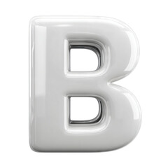 Obraz premium 3D letter B in glossy white finish. Isolated white background. Png format