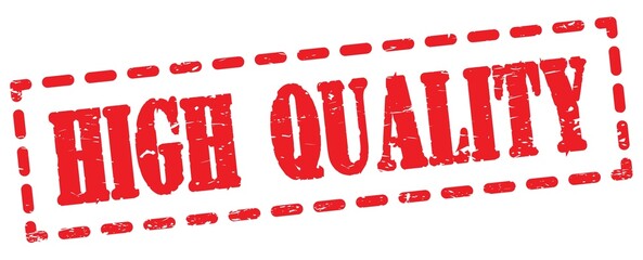 HIGH QUALITY text written on red stamp sign.