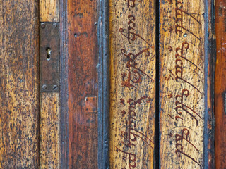 portal with Hebrew inscriptions in the Jewish Quarter ,  city center, Girona, Catalonia, Spain