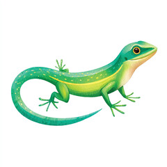 Fototapeta premium Vibrant Green Lizard Illustration, Exotic Wildlife Reptile
