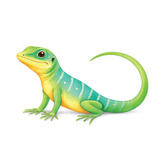 Fototapeta premium Vibrant Green Lizard Watercolor Illustration