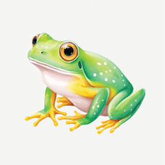 Fototapeta premium Vibrant Watercolor Frog Illustration, Cute Amphibian Art