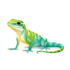 Obraz premium Vibrant Watercolor Green Lizard Illustration