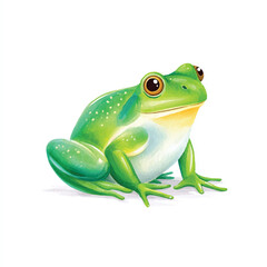 Obraz premium Vibrant Green Frog Illustration, Cute Amphibian Wildlife