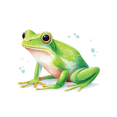 Obraz premium Vibrant Green Frog Watercolor Illustration