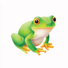 Obraz premium Vibrant Green Frog Watercolor Illustration