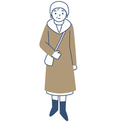 冬のコートを着たシニア女性