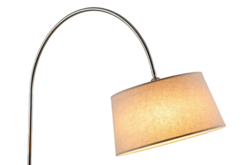 Modern arched floor lamp with fabric shade for indoor lighting