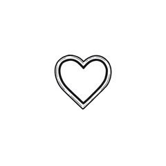 Hand drawn heart shape outline icon sketch