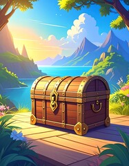 Treasure chest outdoors, scenic view