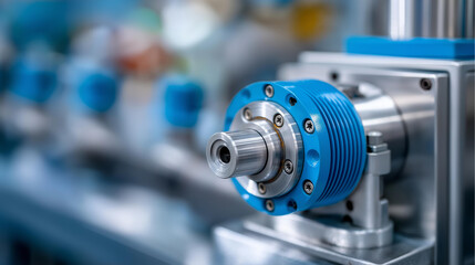 Motor and hydraulic pump to build complex technical systems, industrial machinery components, manufacturing equipment assembly, production facility power units, engineering technol