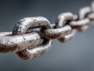 Fototapeta premium Close up of a weathered metal chain symbolizing connection and strength