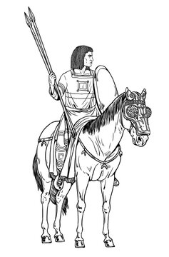 Ancient Mauritanian Rider. Historical drawing.