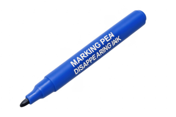 Blue marking pen with disappearing ink on transparent background