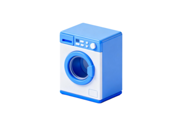 Miniature blue and white washing machine model for play or display