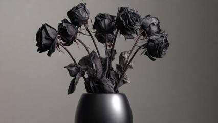 Black Roses in Vase