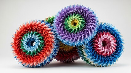 Intricate Geometric Origami Flowers in Vibrant Rainbow Colors