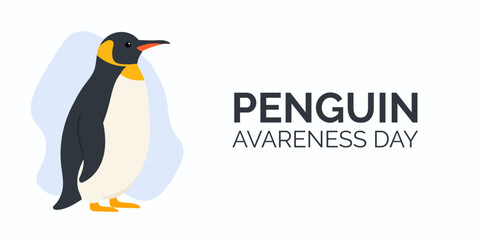 Penguin illustration celebrating Penguin Awareness Day theme with clean modern style, highlighting Penguin Awareness Day message and promoting wildlife protection and education.