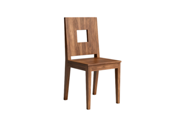Modern wooden chair with square cutout design