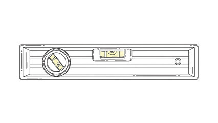 Spirit Level Tool Line Art Illustration. Precision measuring instrument for construction, DIY, carpentry, and home improvement with horizontal and circular bubble vials.
