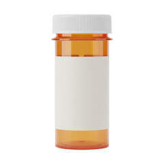 Amber pill bottle with blank white label