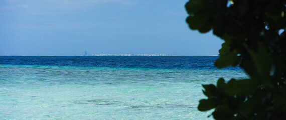 Male Island in the horizon. Maldives