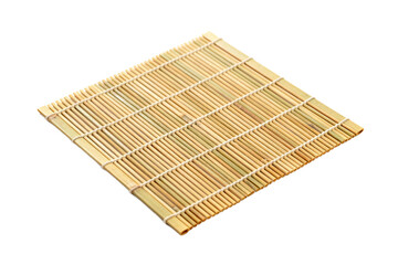 Square bamboo mat with evenly arranged strips for dining use