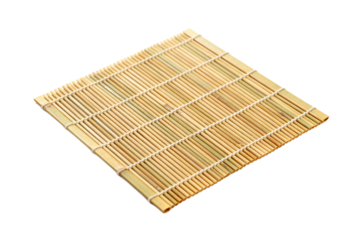 Square bamboo mat with evenly arranged strips for dining use