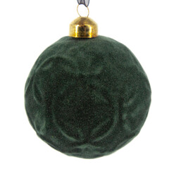 Dark green velvet matte Christmas ornament ball isolated