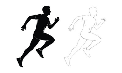 Silhouette of a runner next to a fading outline of a runner