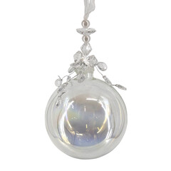 Transparent glass Christmas bauble with small inner ornament
