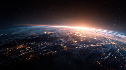 Fototapeta premium Sunrise earth from space