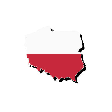 Map of Poland with its national flag superimposed on its borders, representing Polish identity and geography