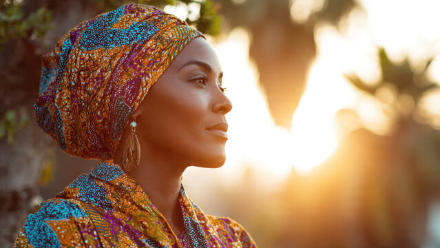 Elegant African Woman with Headwrap