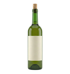 Green wine bottle with blank cork and label