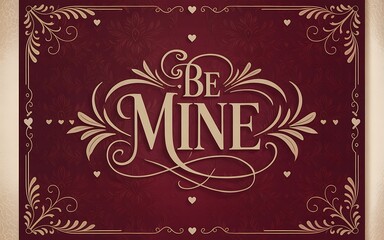 Elegant be mine valentines day card with ornate floral design