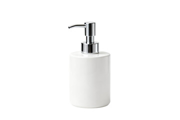 Obraz premium White soap dispenser with metallic pump for bathroom use