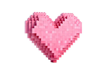 Voxel style pink heart shaped object with pixelated appearance