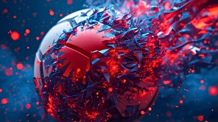 灼熱に身を焦がす3DCGのサッカーボール