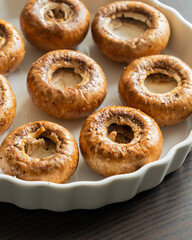Raw Button Mushrooms in Tray – Ready to Bake